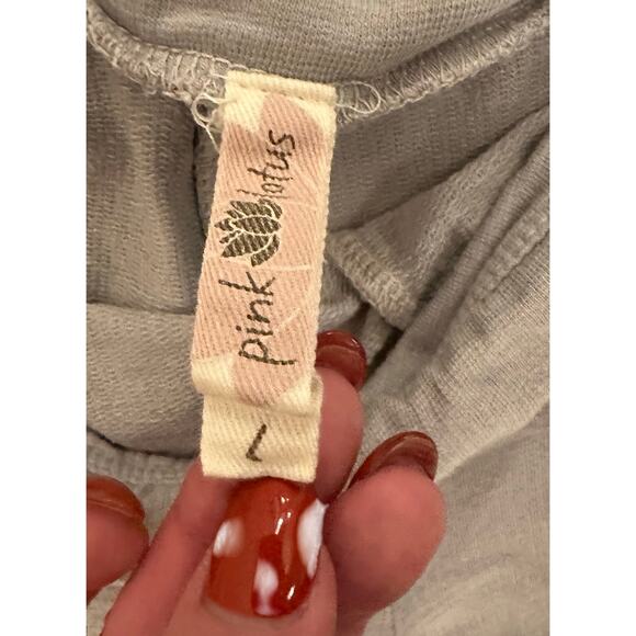 Anthropologie Pink Lotus Vtg Lounge Pants - Grey w/peach striped waist tie - LG - Picture 4 of 6